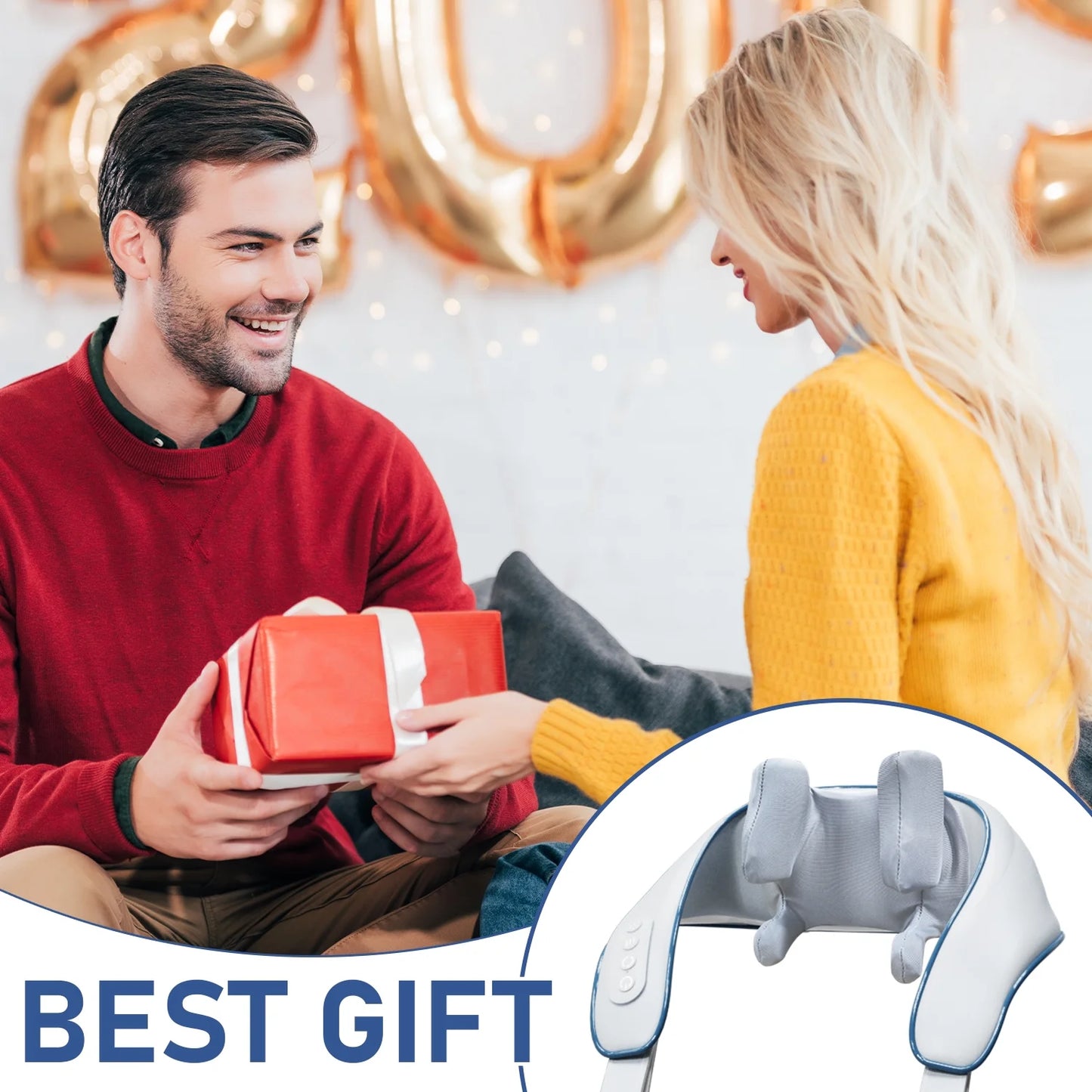 Cordless Neck and Shoulder Massager with Heat, Shiatsu 4D Deep Tissue Kneading Massage, Home and Car Use
