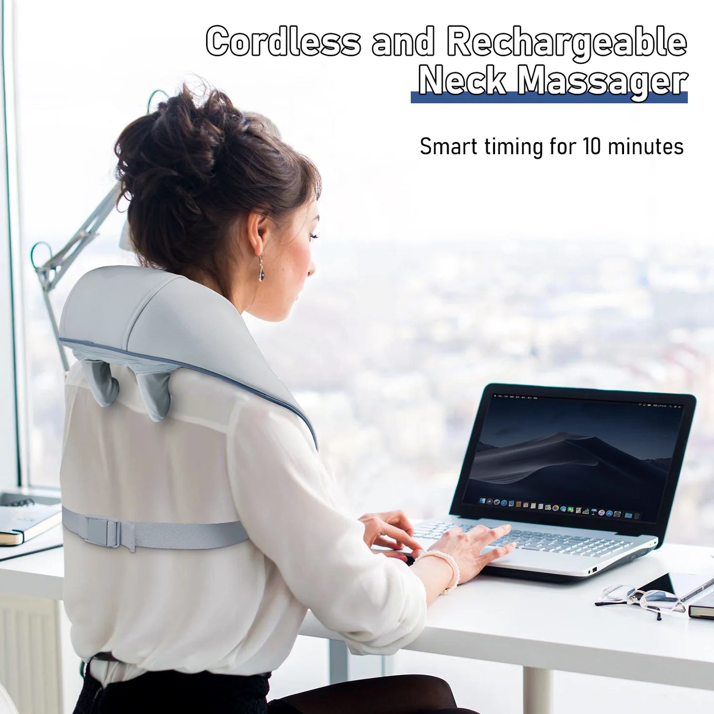 Cordless Neck and Shoulder Massager with Heat, Shiatsu 4D Deep Tissue Kneading Massage, Home and Car Use