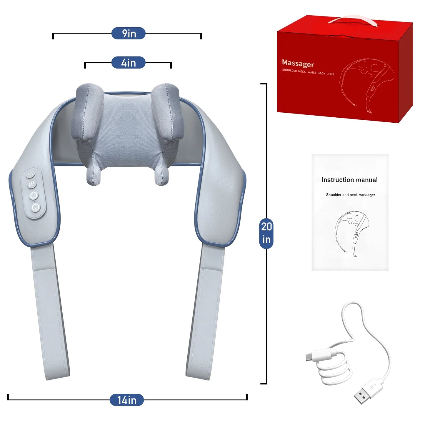 Cordless Neck and Shoulder Massager with Heat, Shiatsu 4D Deep Tissue Kneading Massage, Home and Car Use