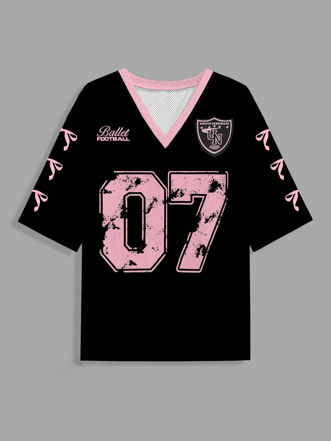 Slaydiva 07 Jersey Butterfly Tie Shirt Casual Letter & Number Graphic T-Shirt for Women, Suitable for Summer