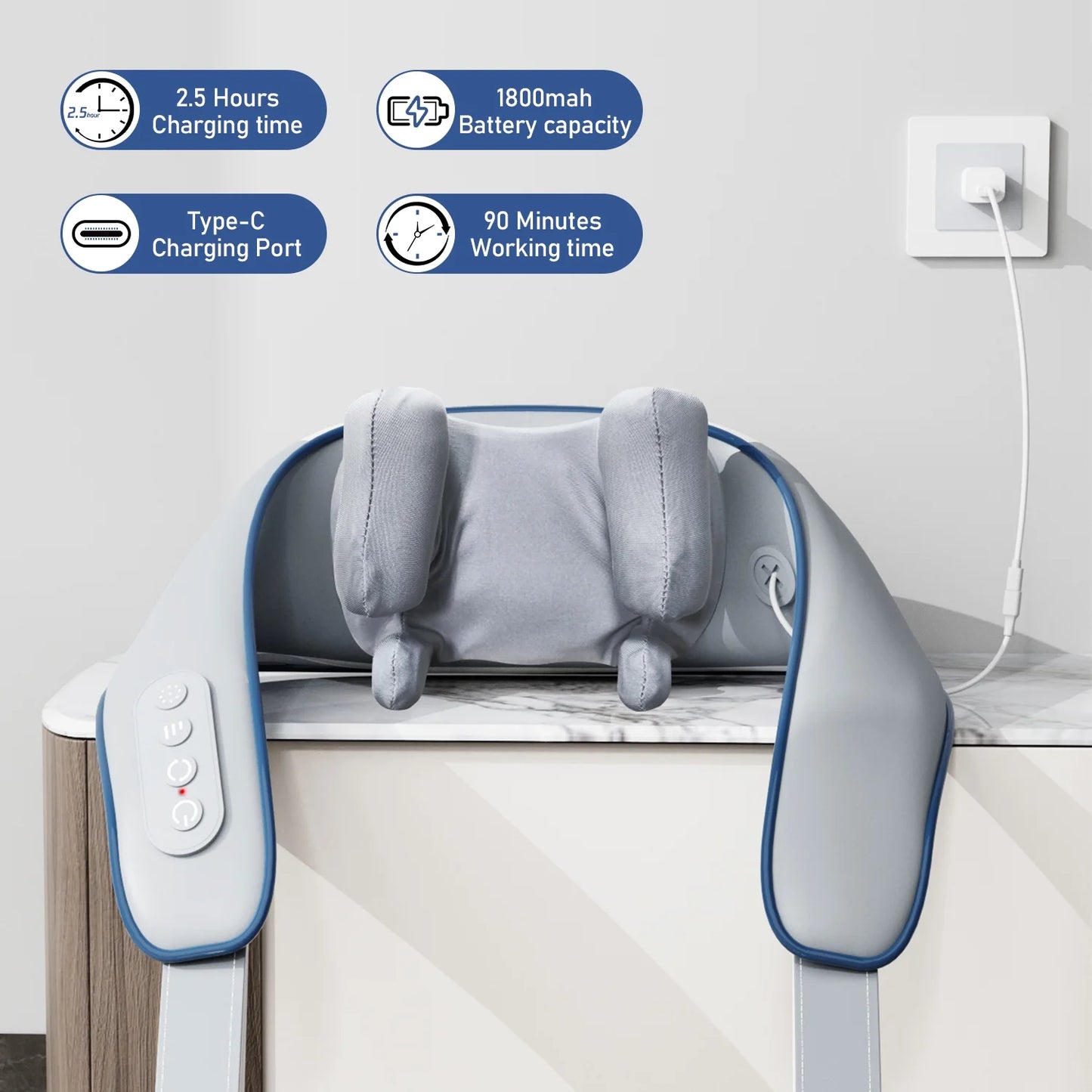 Cordless Neck and Shoulder Massager with Heat, Shiatsu 4D Deep Tissue Kneading Massage, Home and Car Use