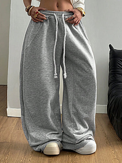 Coolane Women'S Fall/Winter Streetwear Going Out Back to School Break Oversized Elastic Waistband Comfortable Grey Scimitar Pants